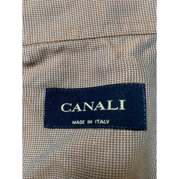 Canali Mens Brown Micro Check Button-Down Shirt 17.75 Neck Italy Cotton 10021 - Picture 3 of 8